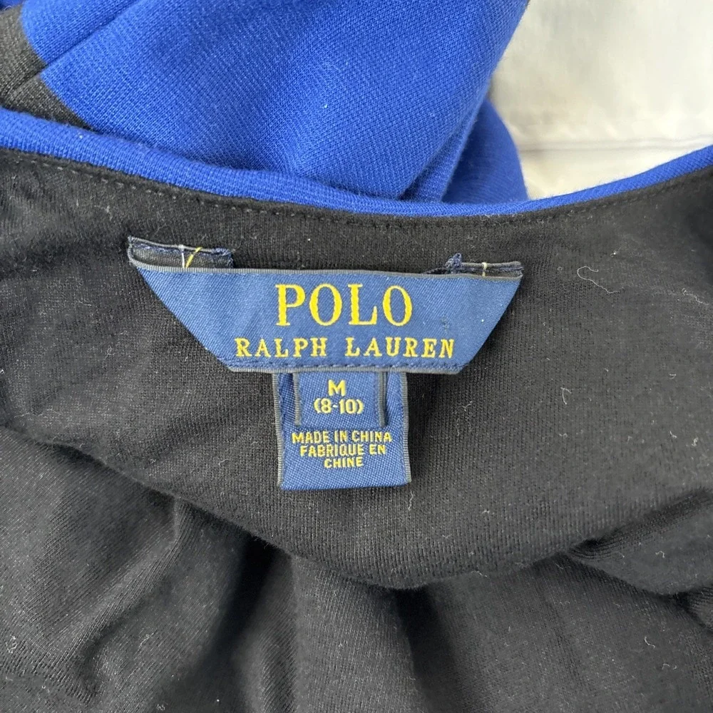 Polo Ralph Lauren Girls Sleeveless Black &‎  Blue Striped Dress Size M 8-10